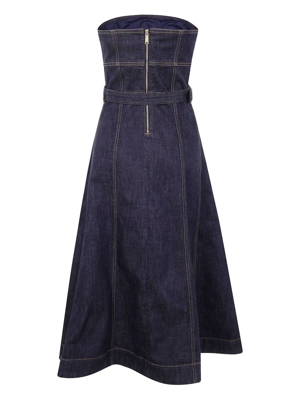 strapless belted denim midi dress - 2
