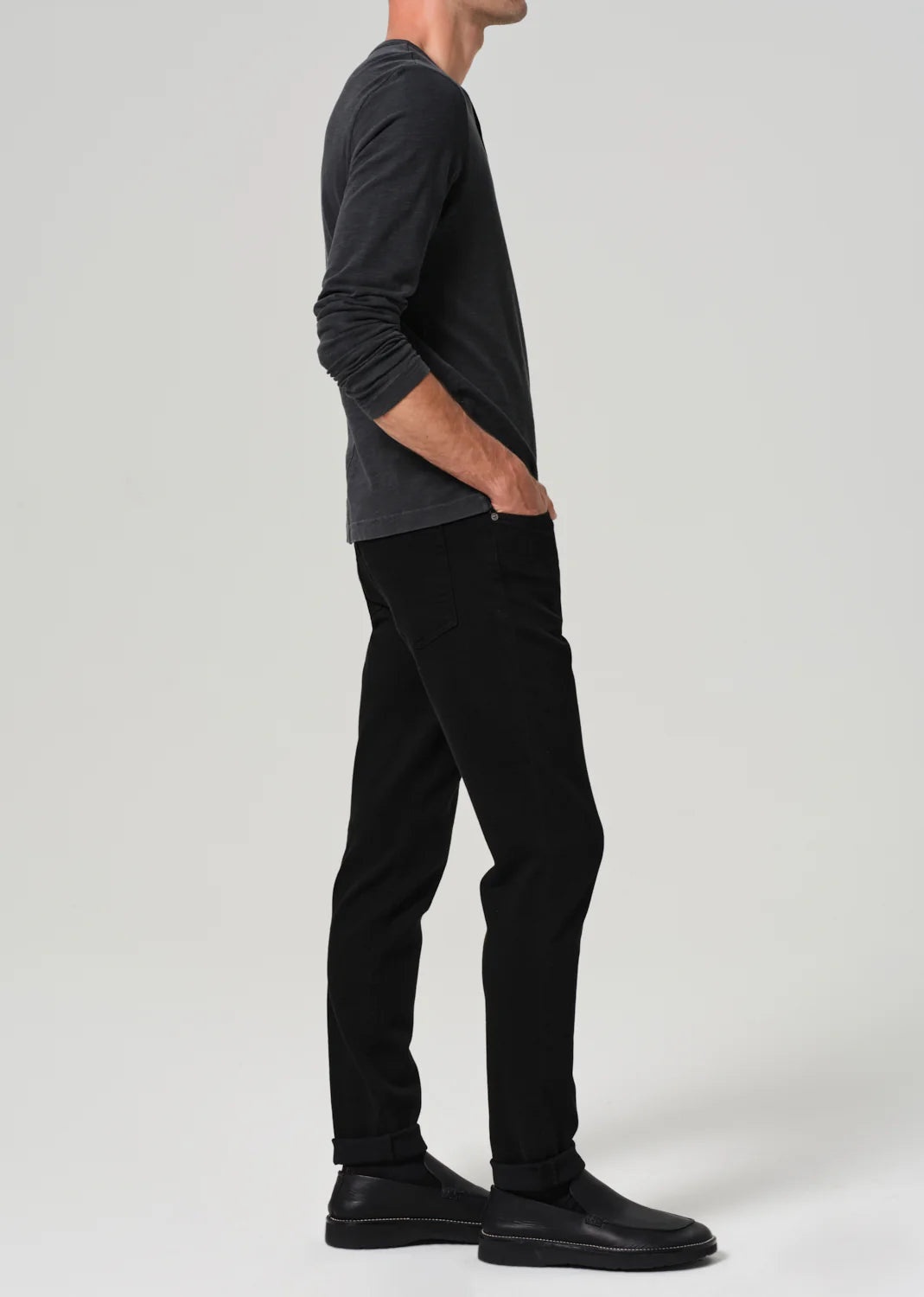 London Tapered Slim Cashmere Denim in Starless - 5