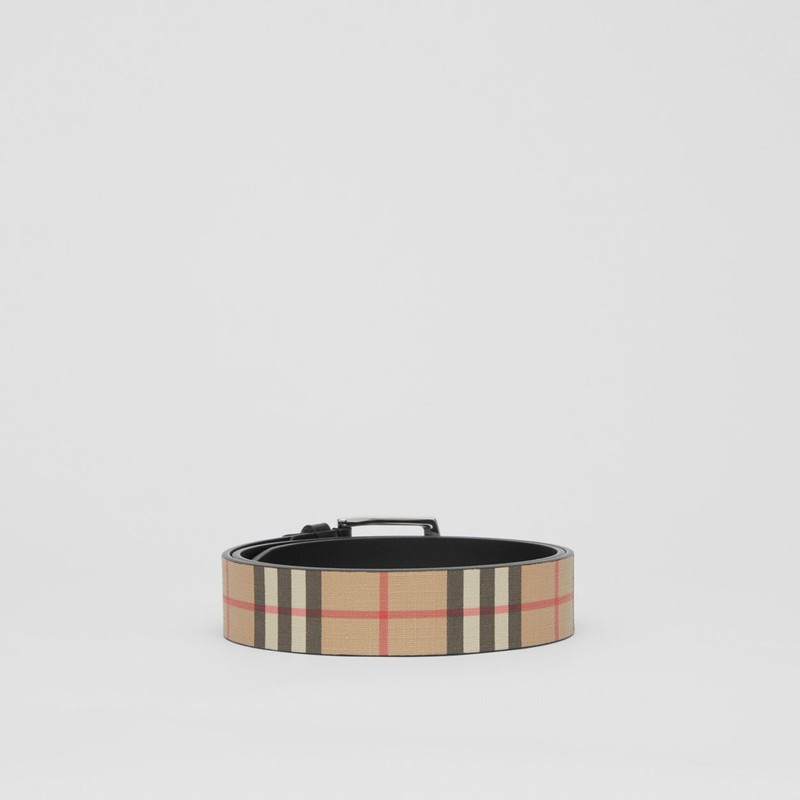 Vintage Check E-canvas and Leather Belt 5