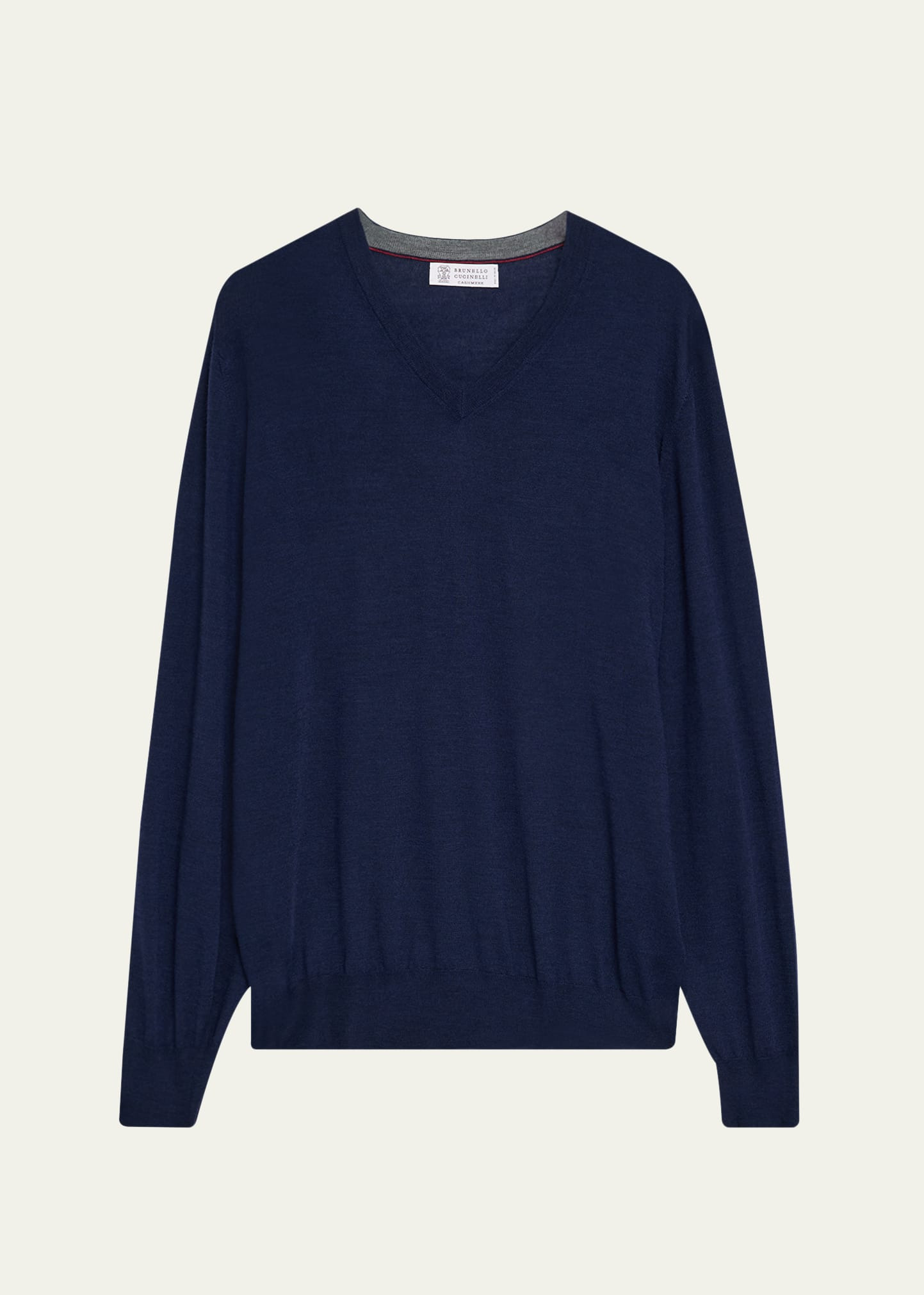 Men's Fine Gauge Wool and Cashmere V-Neck Sweater - 1