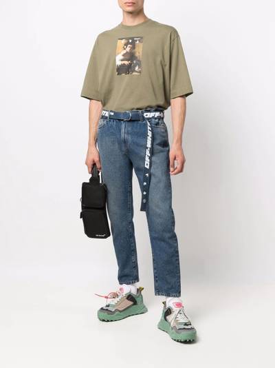 Off-White logo-print belt cropped jeans outlook