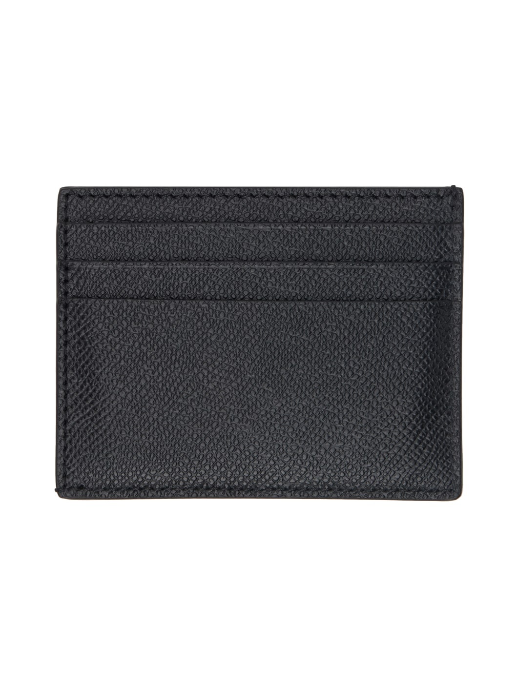 Black Small Grain Leather Card Holder - 2