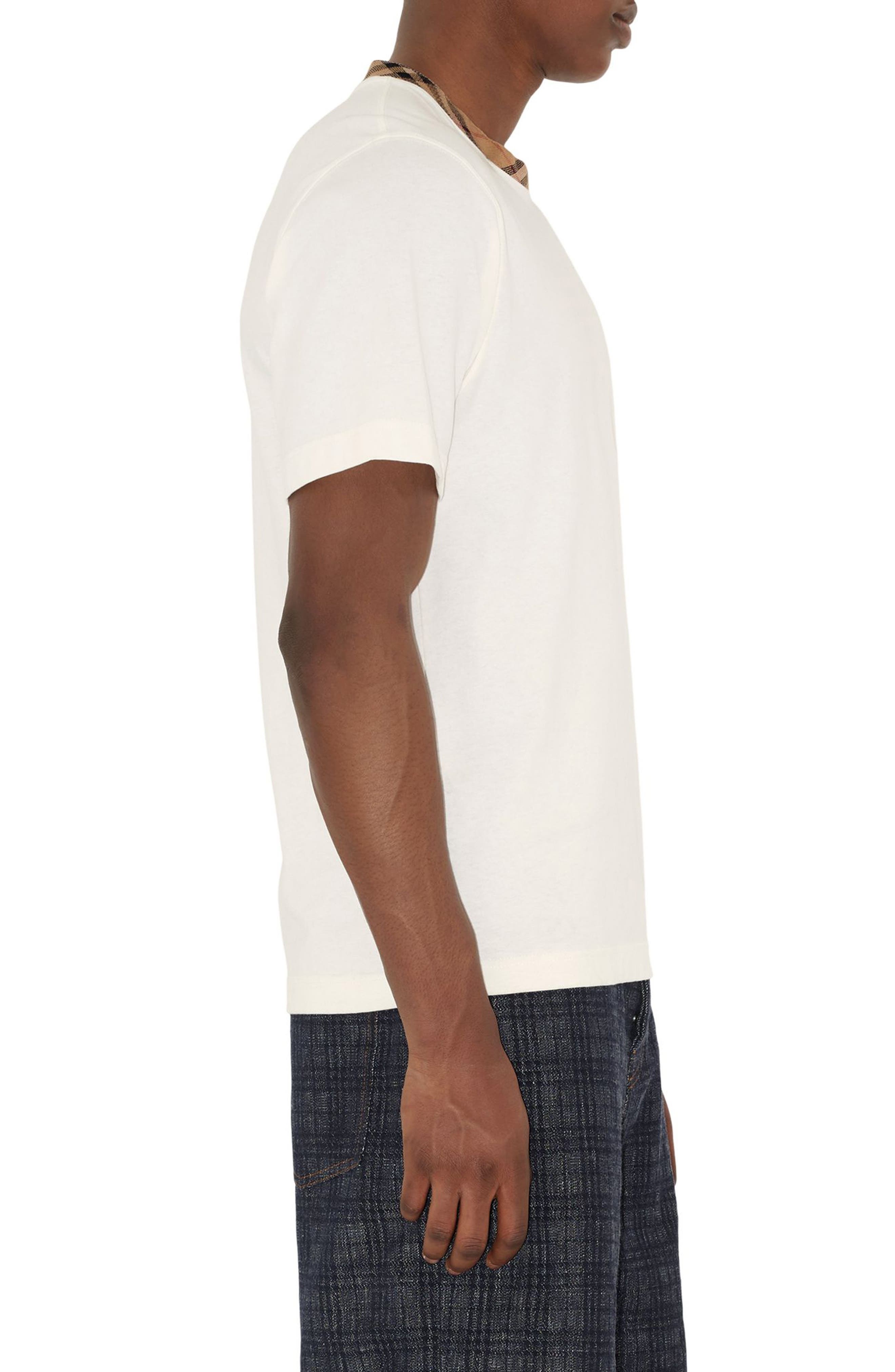 burberry Check Trim T-Shirt in Chalk at Nordstrom - 3
