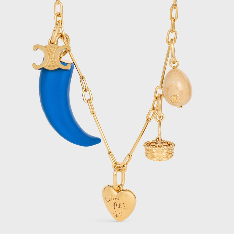 Celine Charms SMALL HORN IN Resin, Leather and Brass with Gold Finish 5