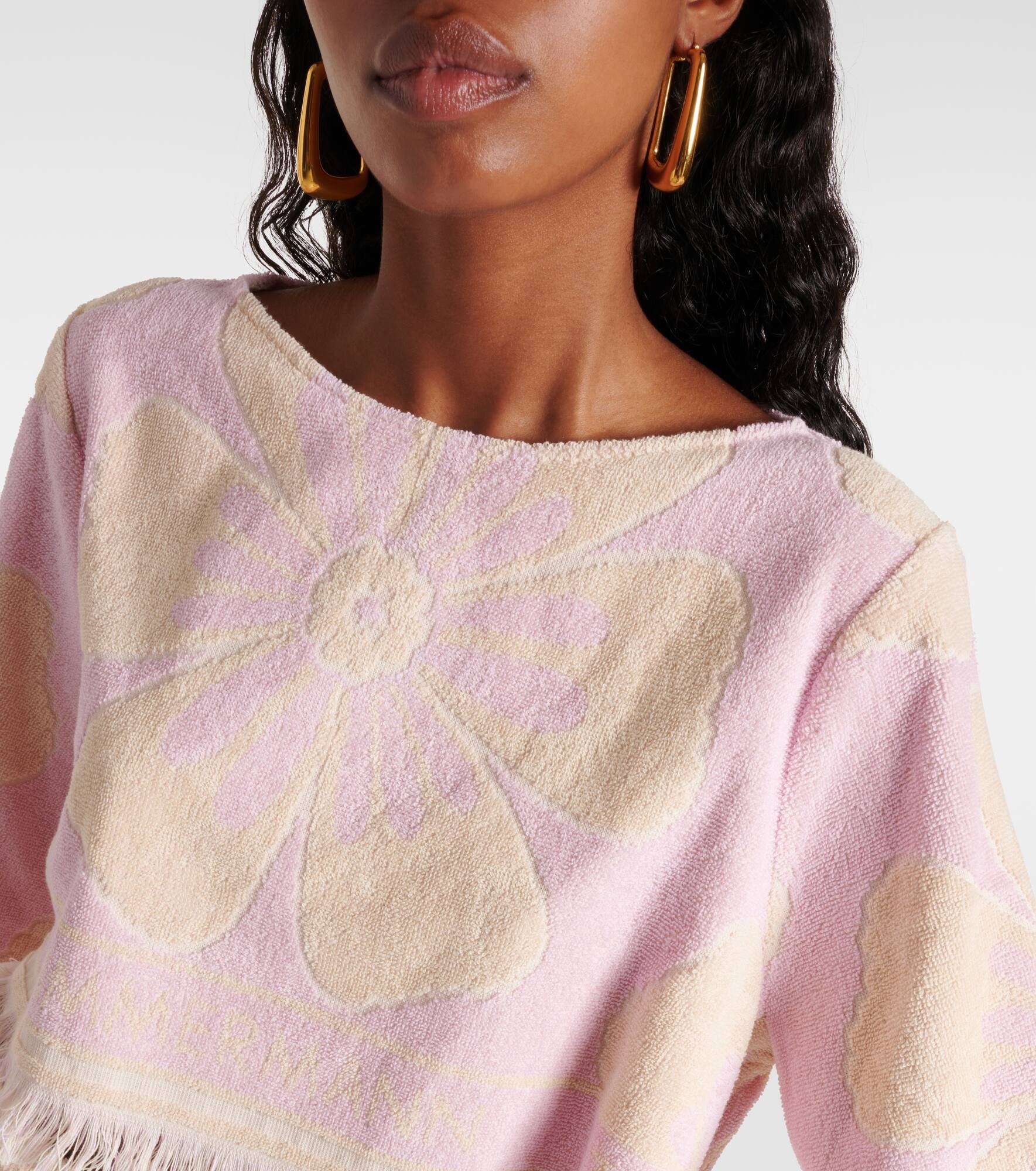 Pop floral cotton terry crop top - 5
