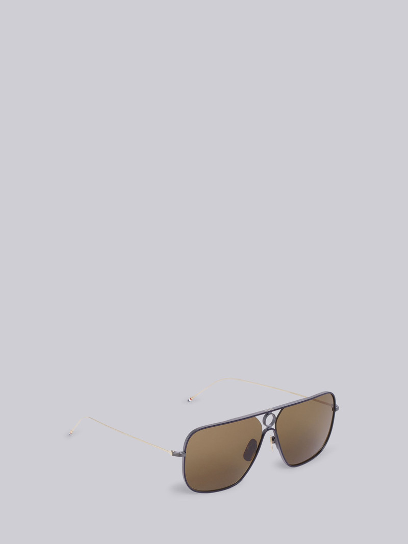 TB114 - 다크 브라운 직사각형 Aviator 선글라스 4