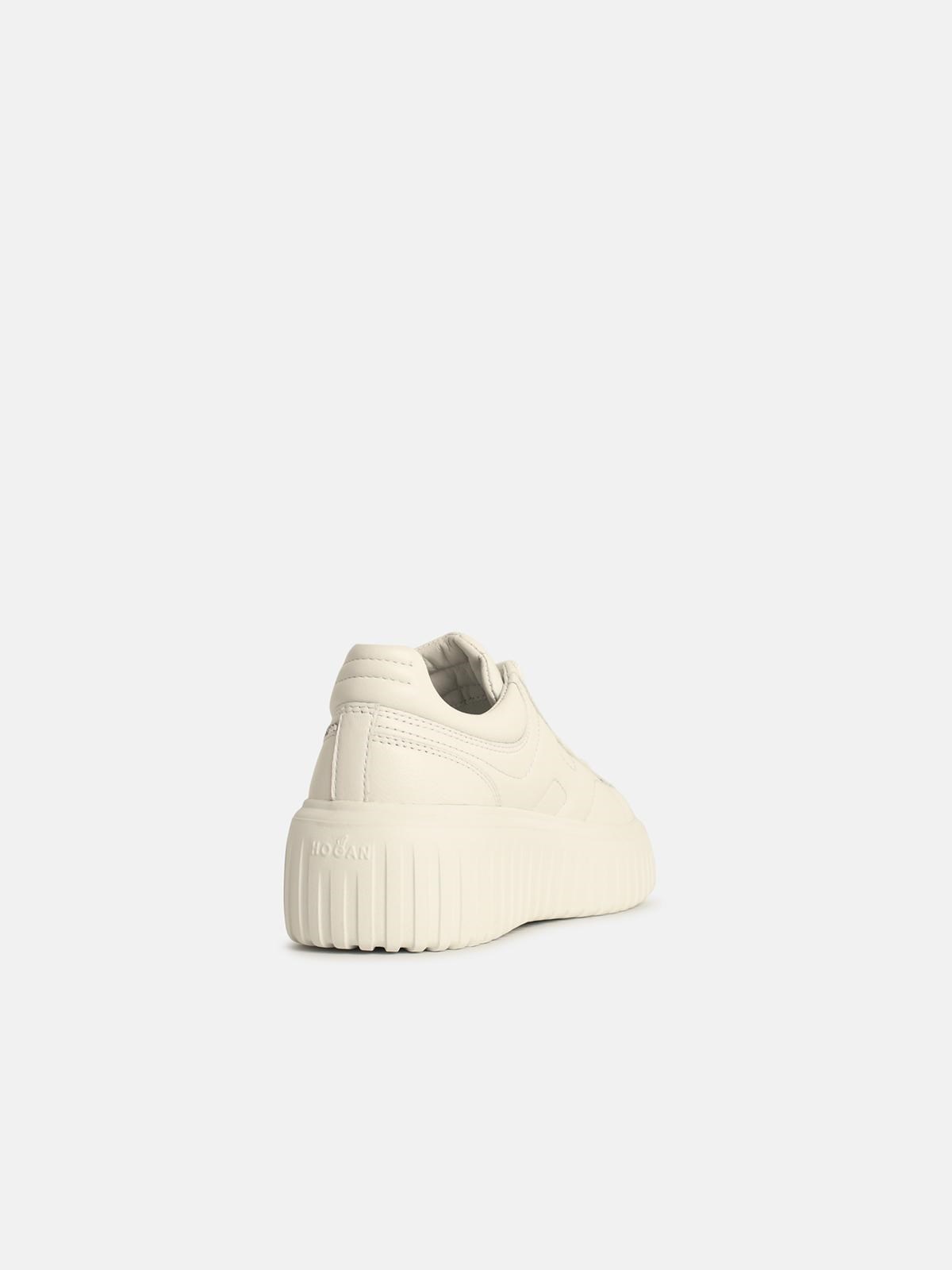 'H-STRIPES' WHITE LEATHER SNEAKERS - 3