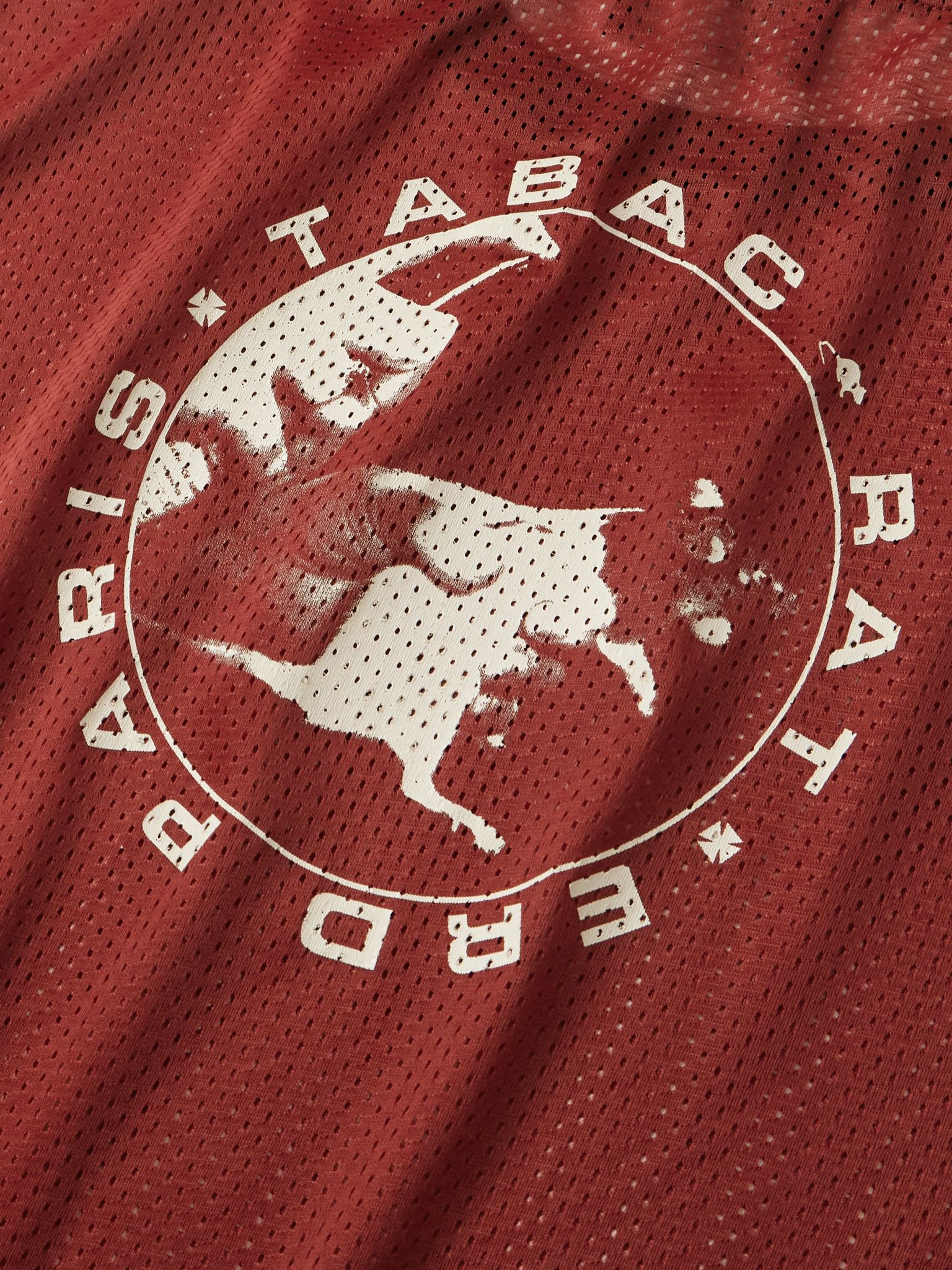Tabac Rat Slim-Fit Printed Mesh T-Shirt Red - 4