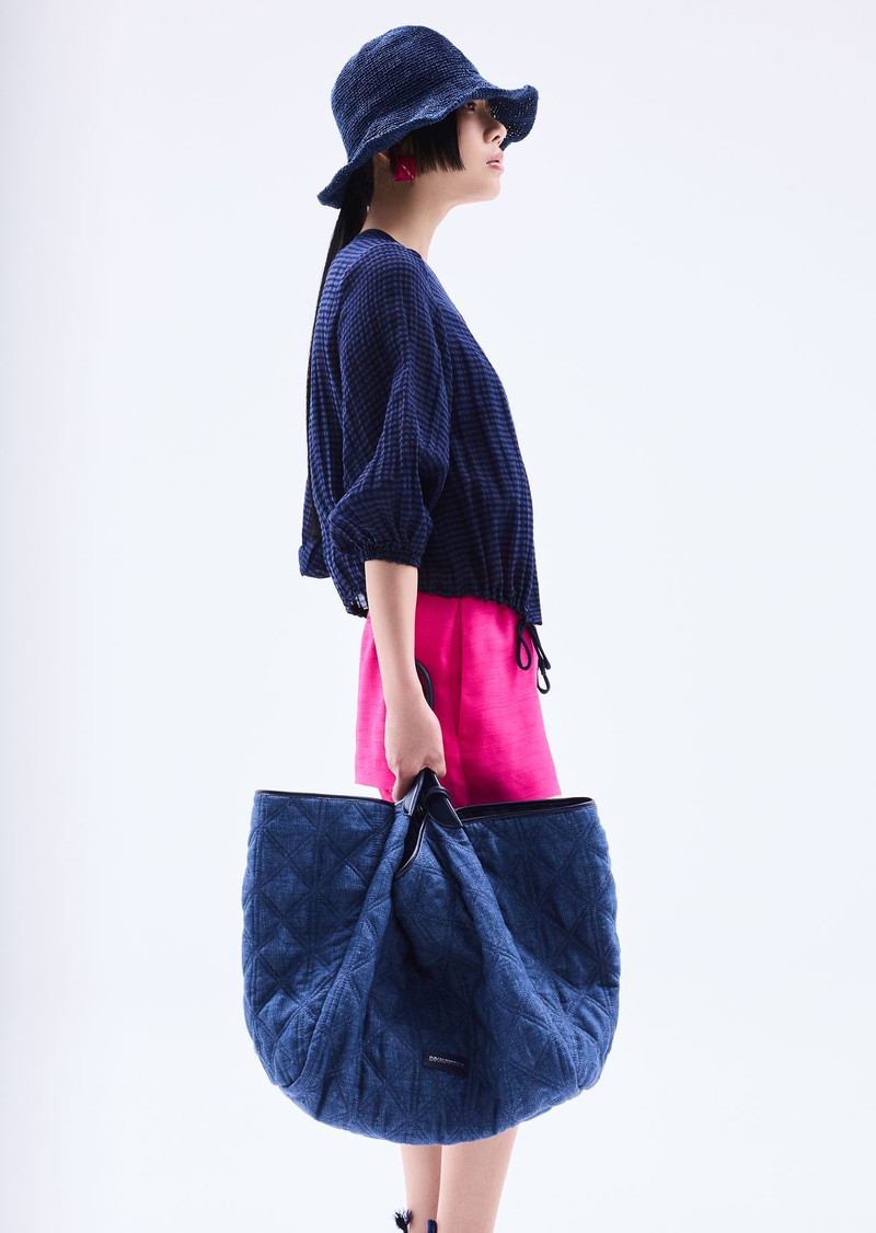 Shirt jacket in gingham-effect seersucker fabric 6