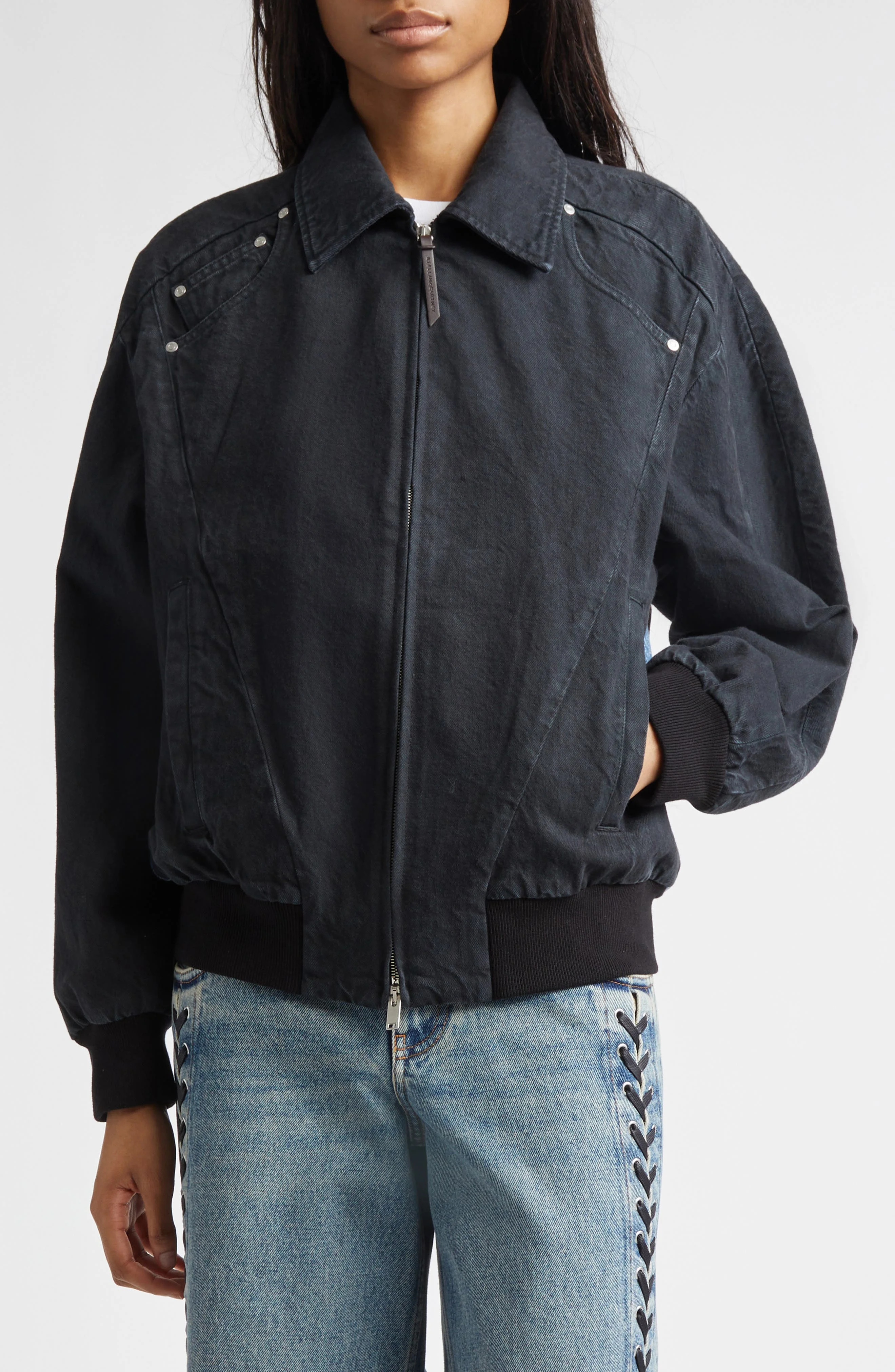 Stella McCartney Patchwork Denim Bomber Jacket at Nordstrom - 1