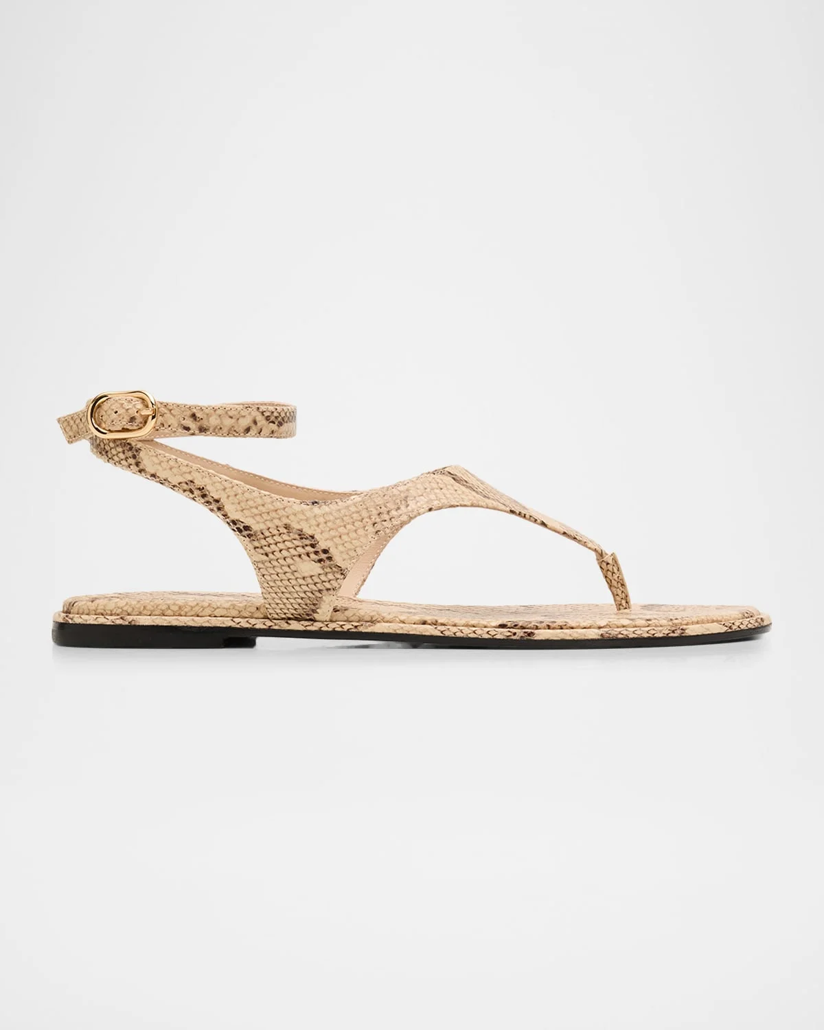 Marley Snake-Embossed Leather Flat Thong Sandals - 1