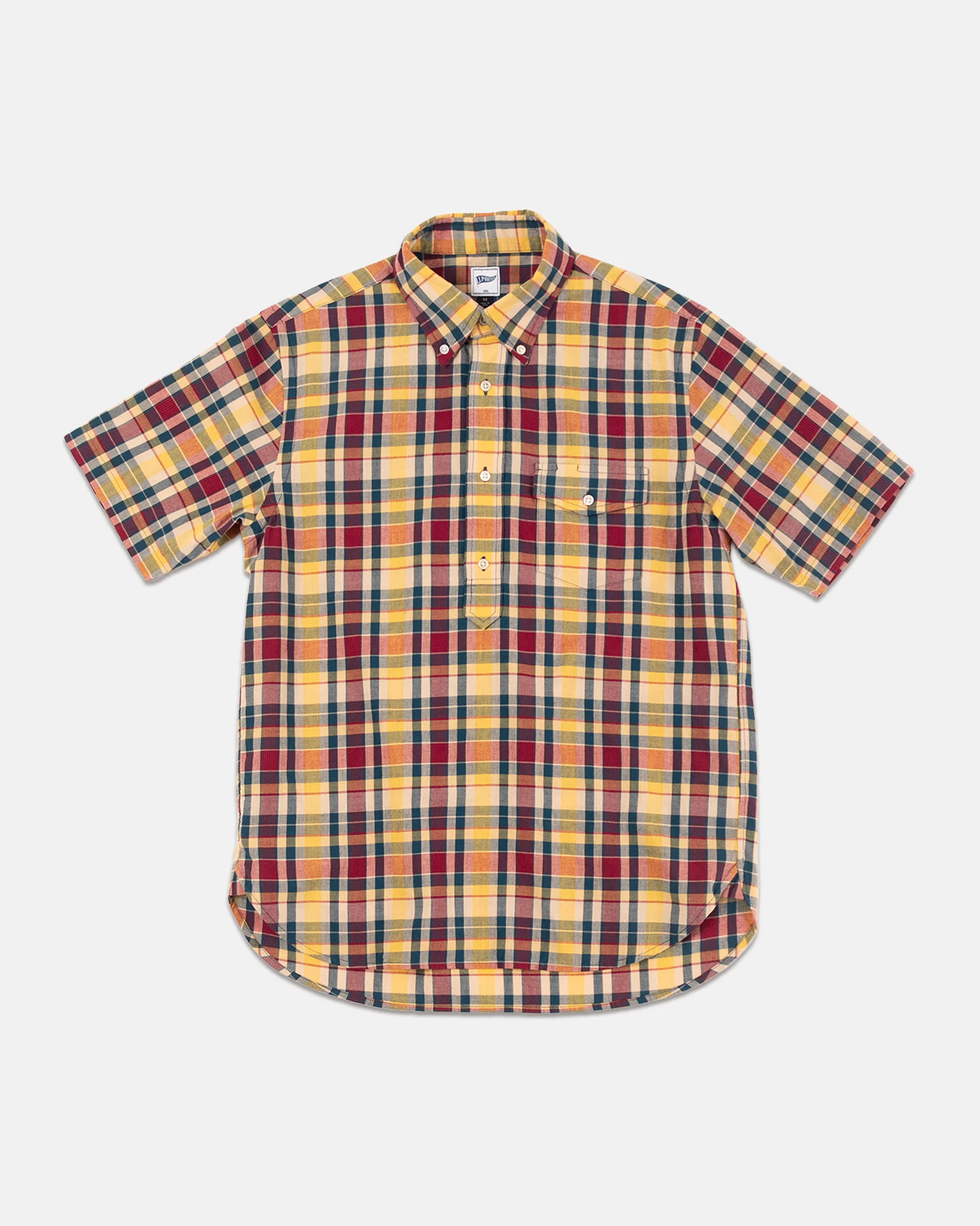 YELLOW & RED MADRAS POPOVER SPORT SHIRT - TRIM FIT - 1