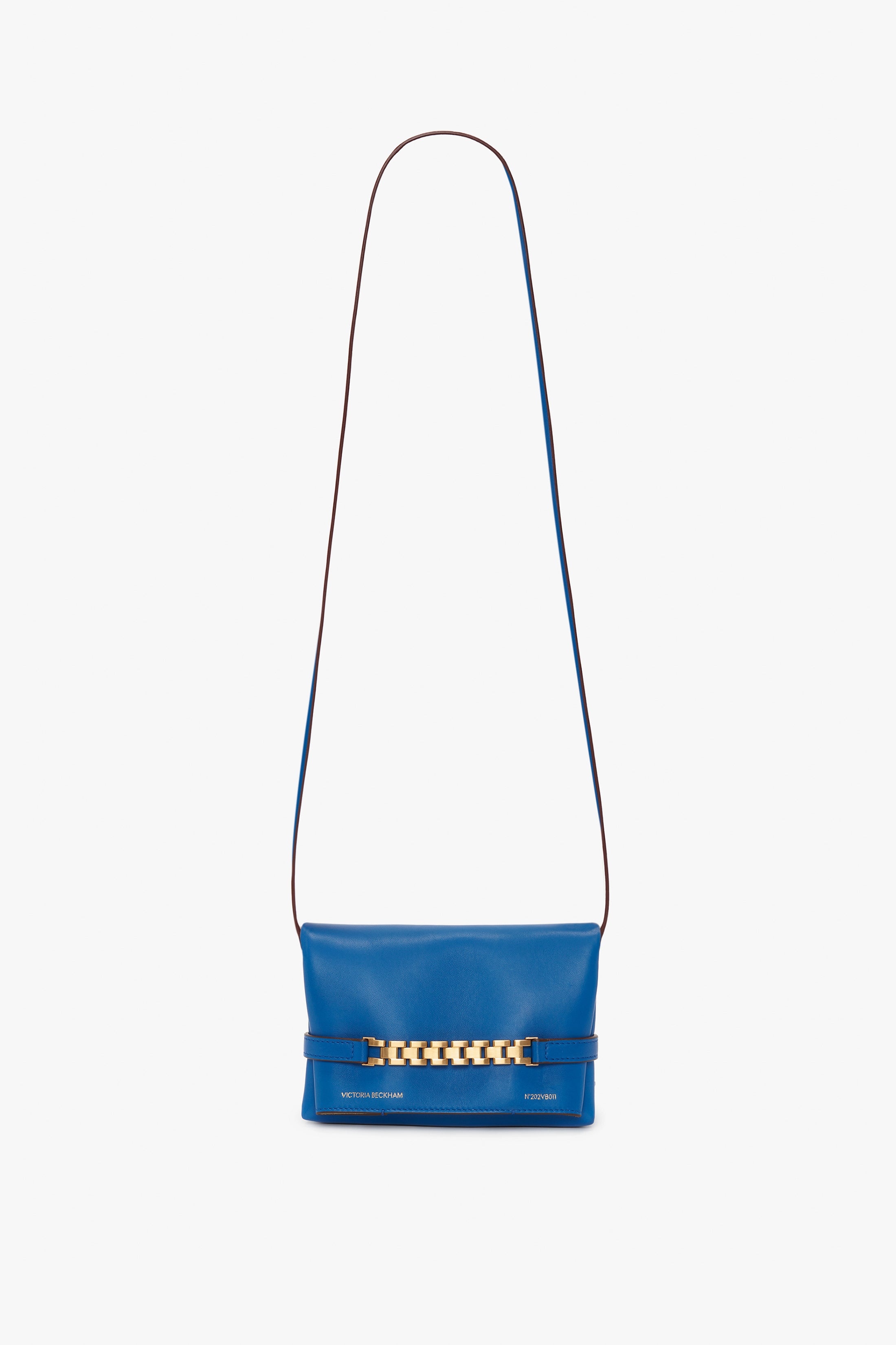 Mini Chain Pouch With Long Strap In Sapphire Blue - 1