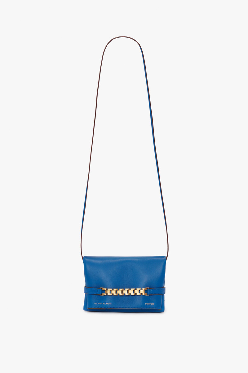 Mini Chain Pouch With Long Strap In Sapphire Blue 1