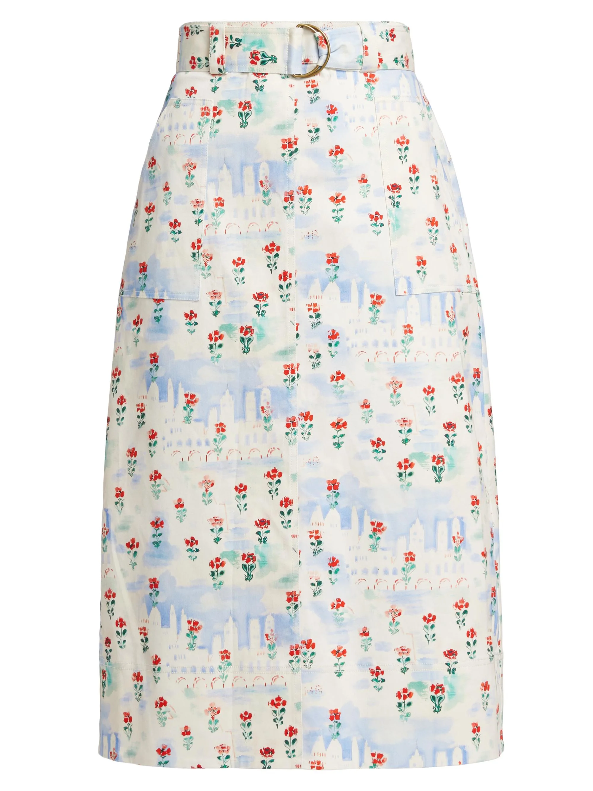Women's Coolidge Floral Stretch Cotton Midi-Skirt - Village Floral - 1
