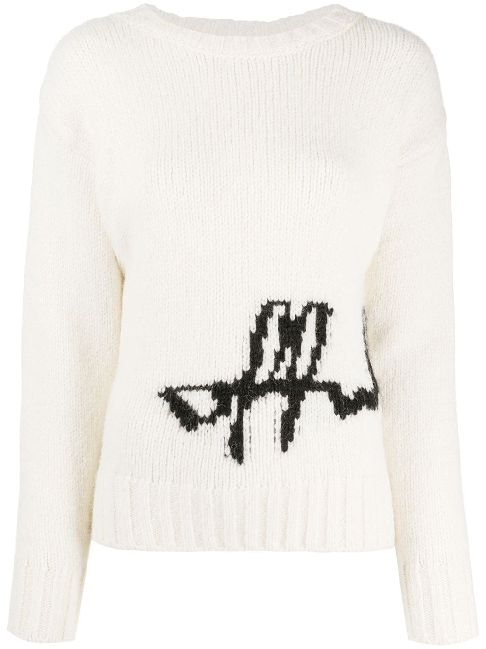 intarsia logo crew neck jumper - 1