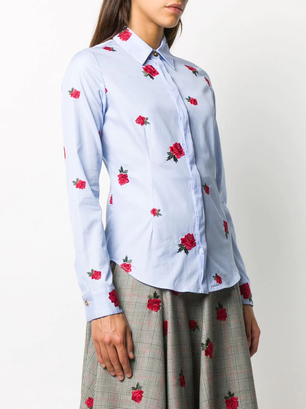 rose-embroidered shirt - 3