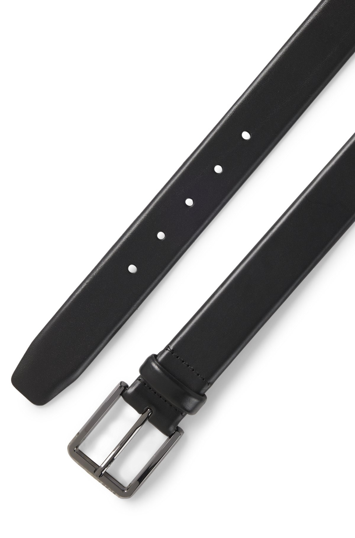 ITALIAN-LEATHER BELT WITH POLISHED GUNMETAL BUCKLE - 3