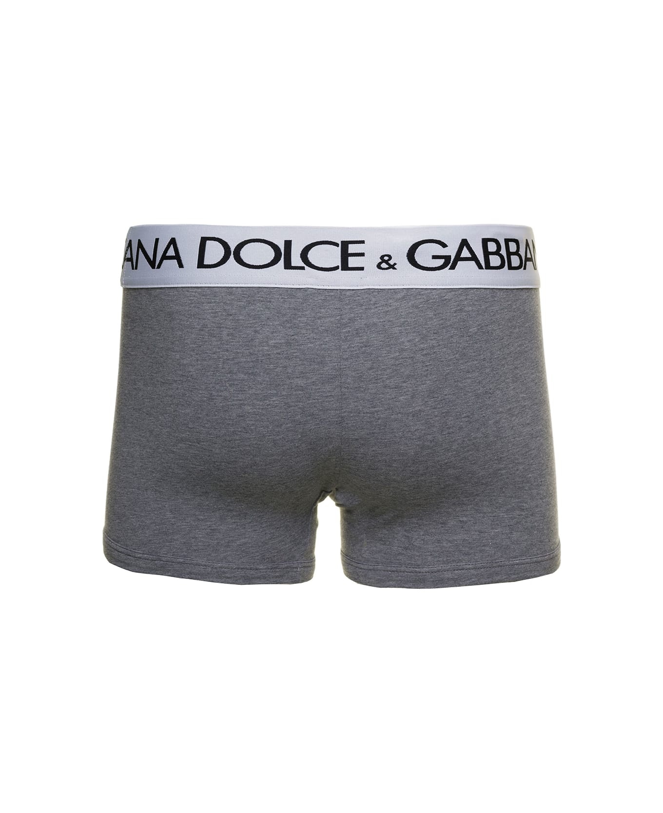 Grey Boxer Briefs With Branded Waistband In Stretch Cotton Man - 2