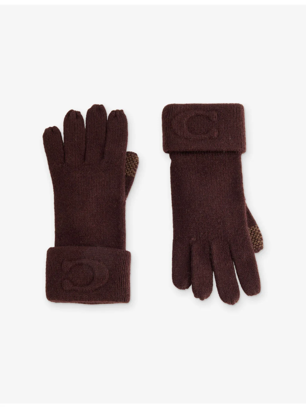 C Embossed Wool-Blend Knit Glove - 1