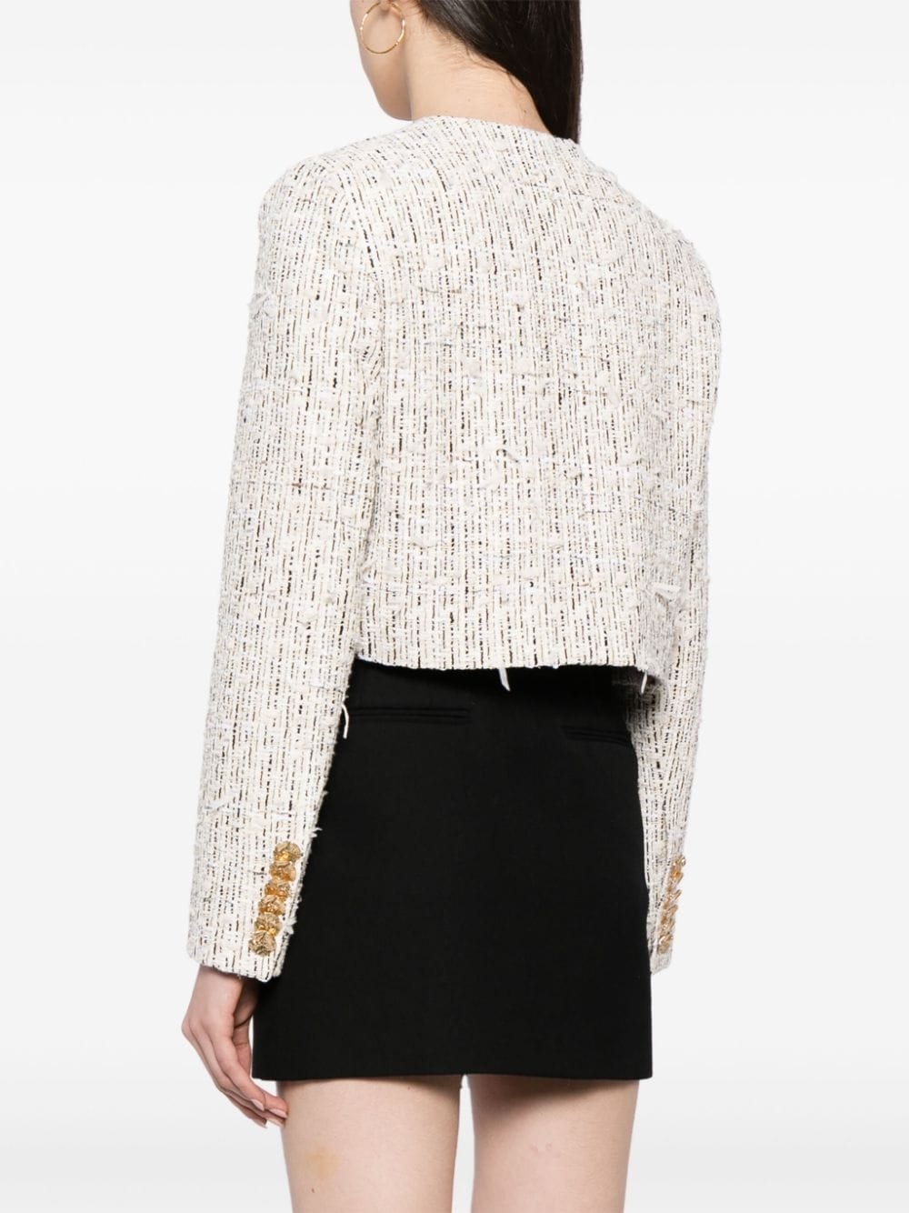 embossed-button tweed jacket - 4