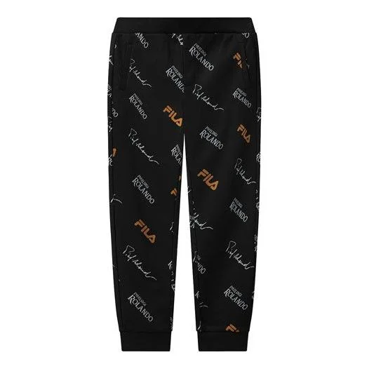 FILA Monogrammed Knitted Casual Trousers For Men Black F11M118601F-ZA - 1