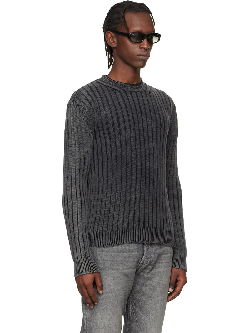 Gray Ink Arrow Rib Knit Crewneck Sweater 2