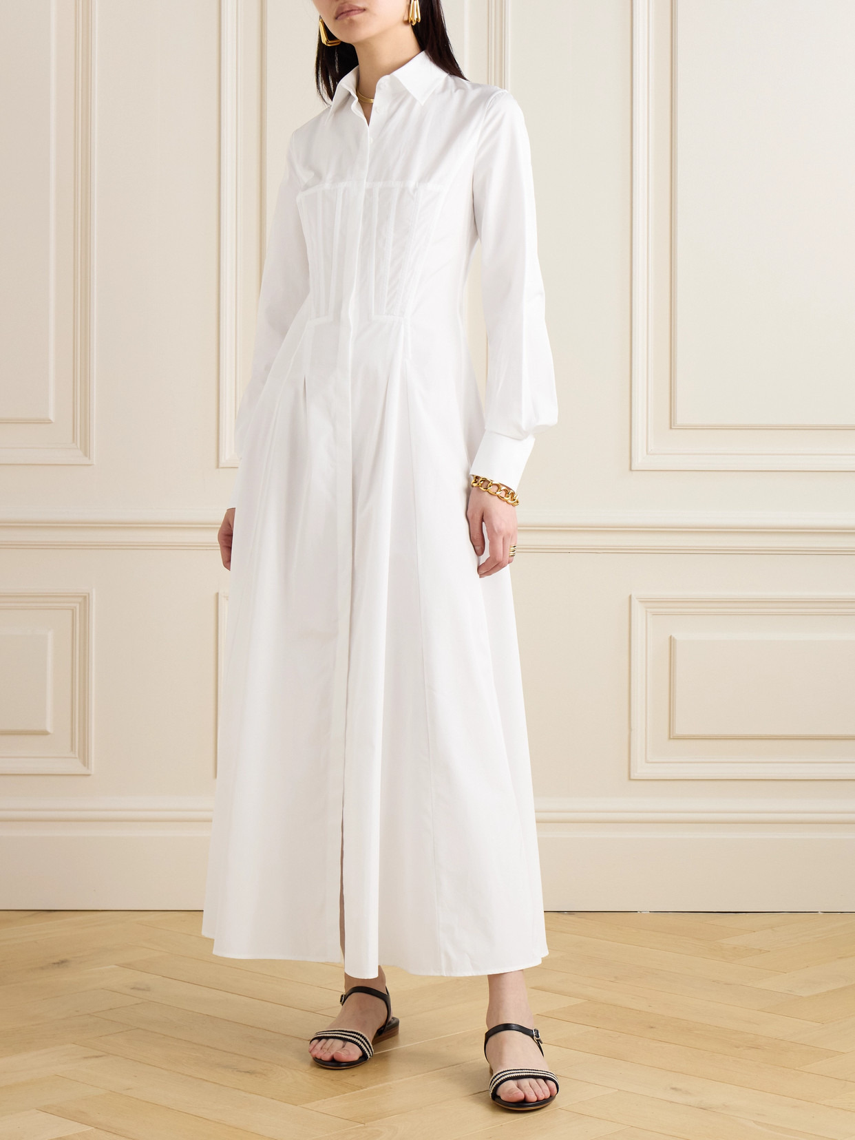 Eugene Pleated Cotton-poplin Maxi Shirt Dress - 2