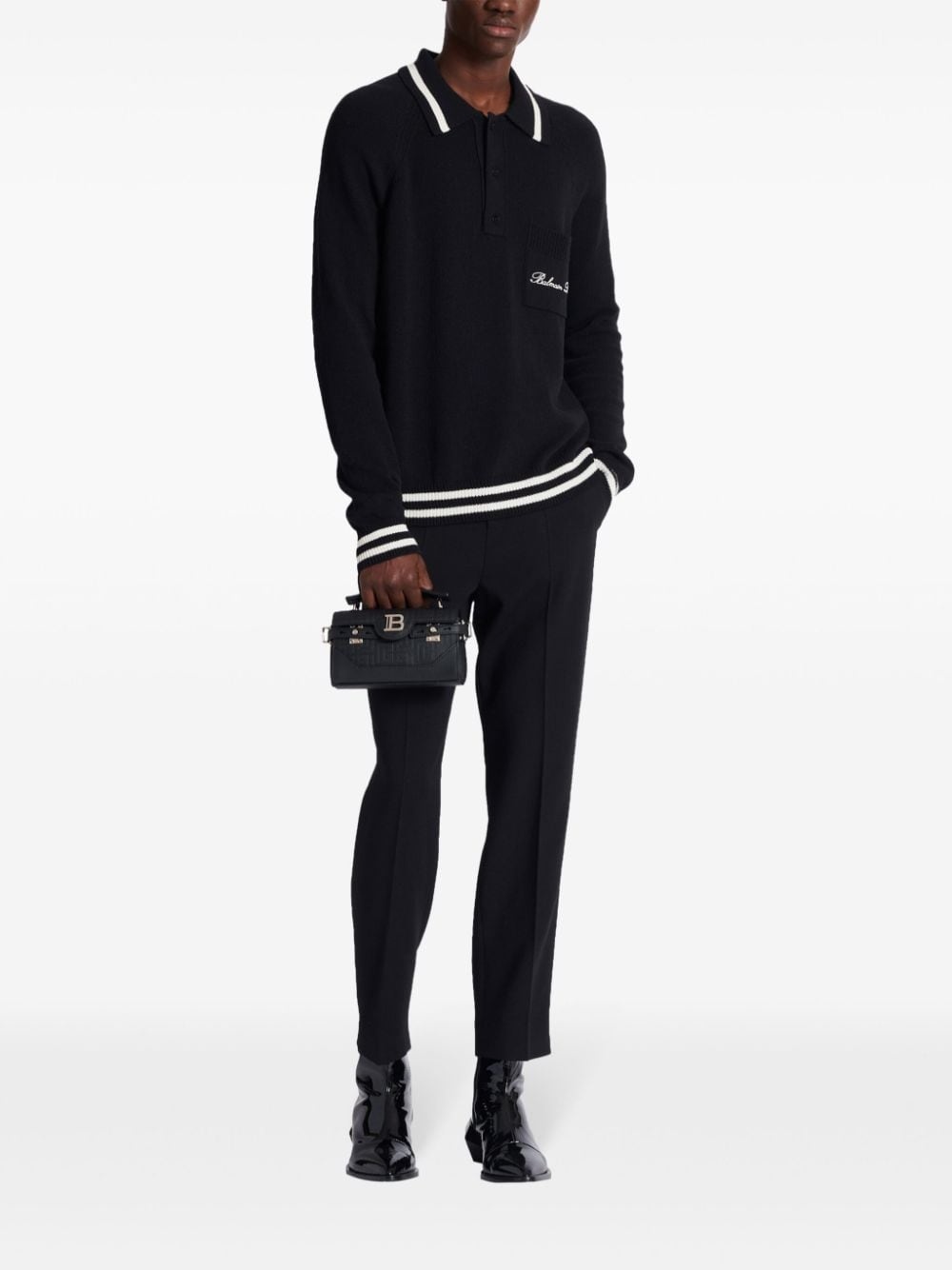 logo-embroidered long-sleeved polo shirt - 2