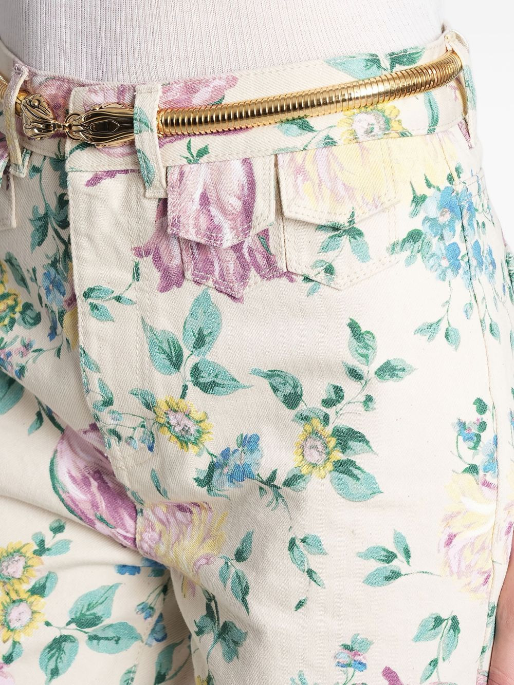 floral-print jeans - 5