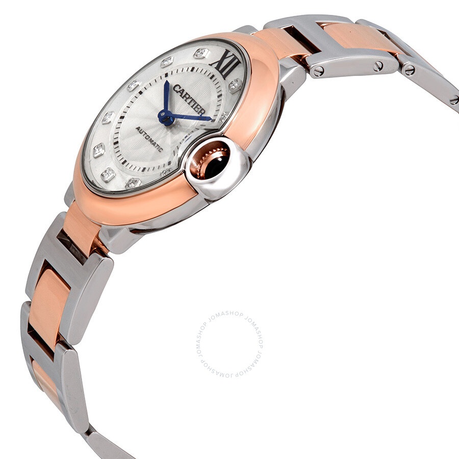 Cartier Ballon Bleu Automatic Diamond Dial Ladies Steel and 18kt Rose Gold Watch W3BB0013 - 2