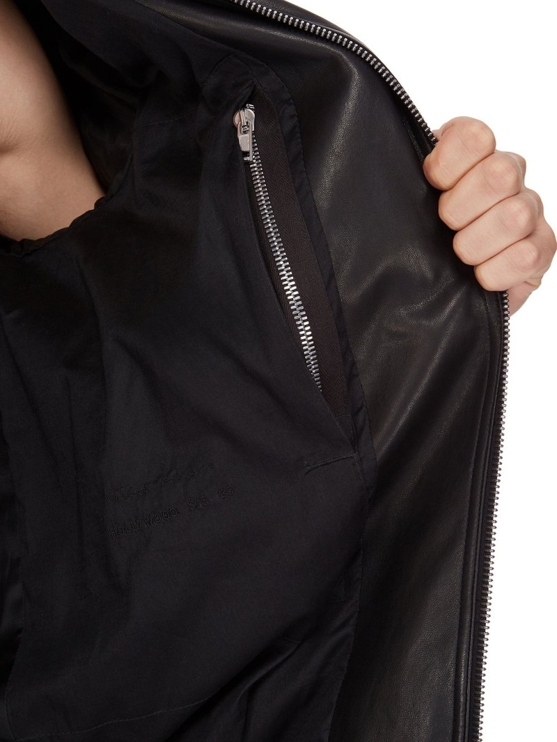 Classic Flight Oversized Webbing-Trimmed Distressed Leather Bomber Jacket 7