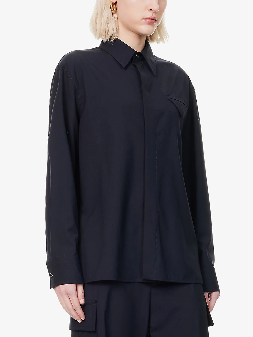 Pointed-Collar Fine-Wool Shirt - 3