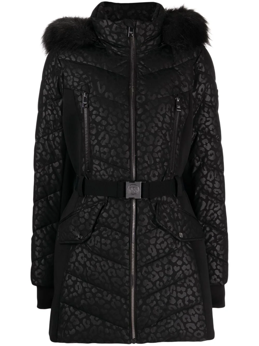 leopard-print puffer coat - 1