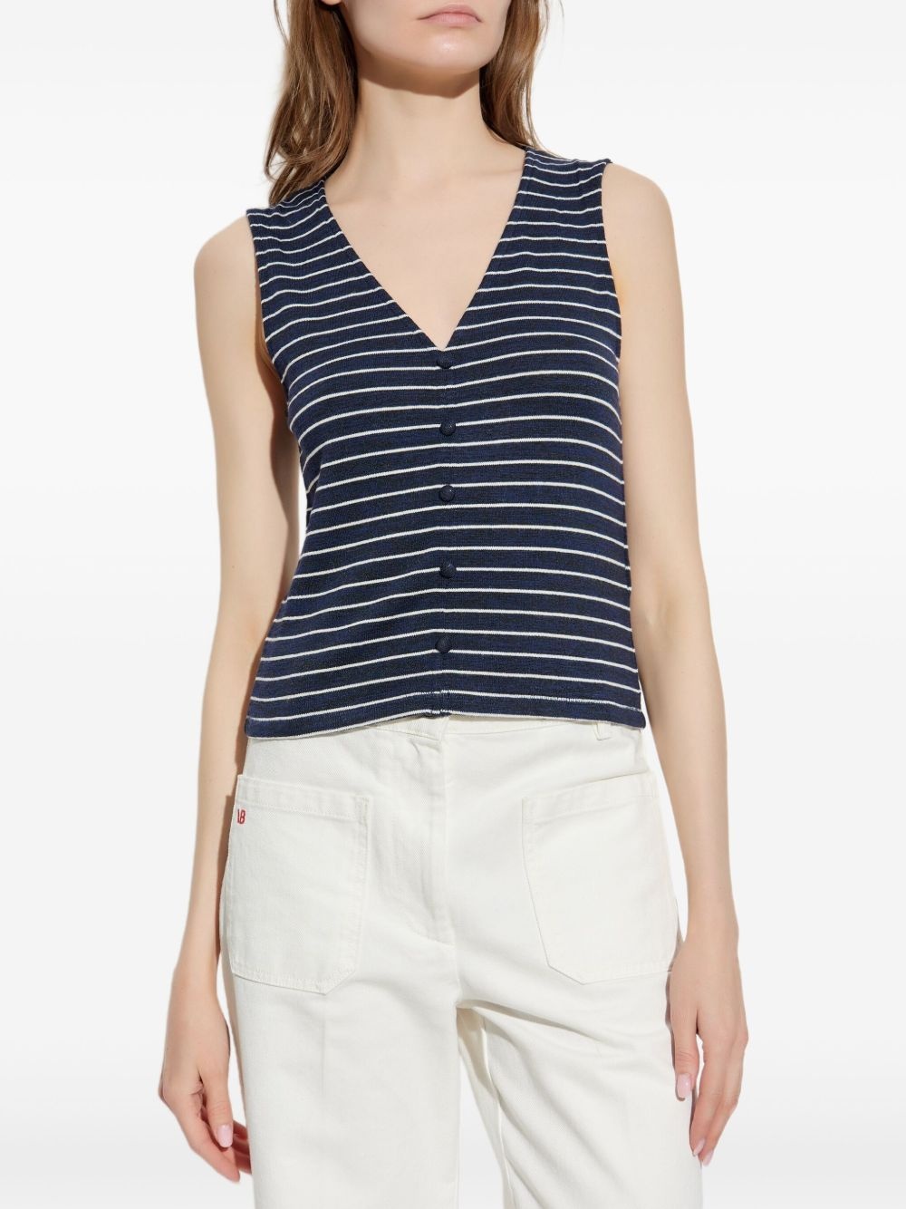 striped button-up top - 3
