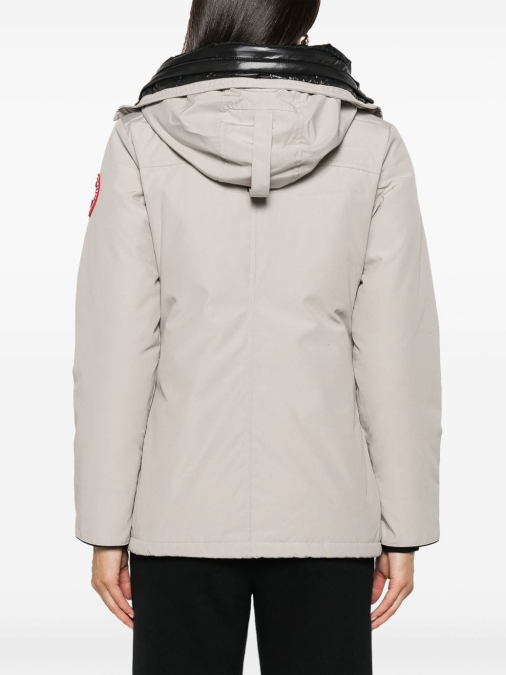 logo-patch hooded down coat - 8