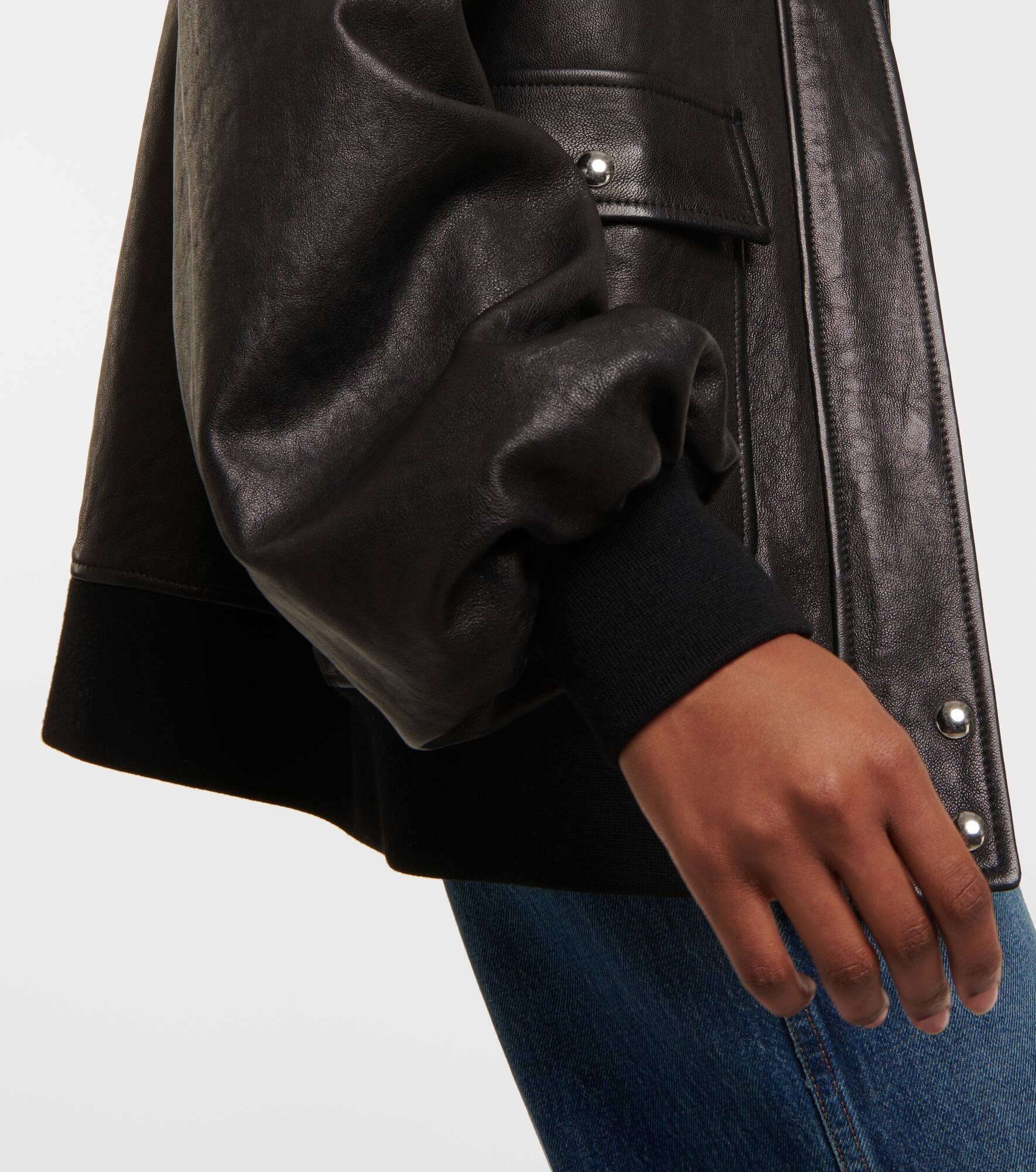 Shellar shearling-trimmed leather jacket - 7