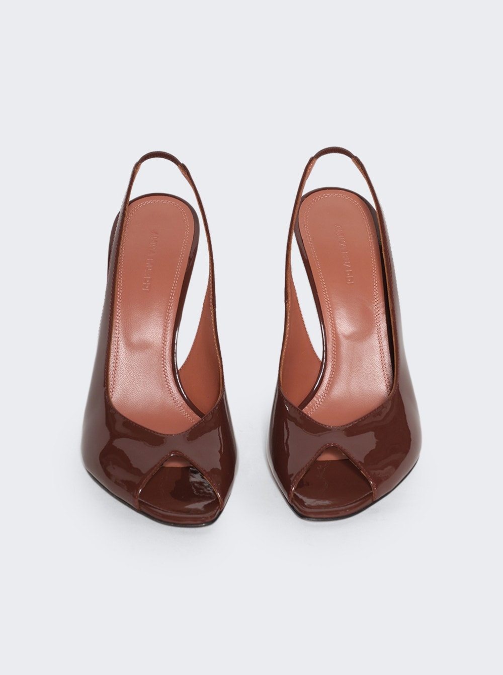 Kristina Sling Peep Toe Pumps Patent Chocolate - 5
