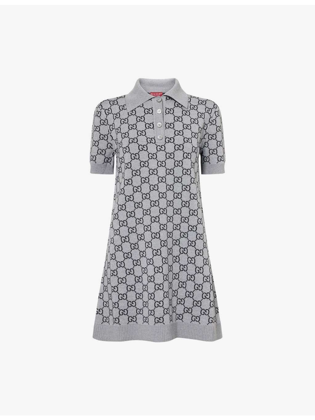 Monogram V-Neck Knitted Wool Polo Dress - 1
