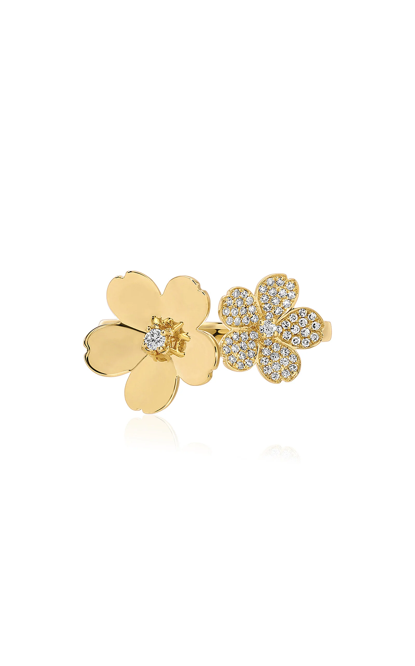 Cherry Blossom 14K Yellow Gold Diamond Ring - 1