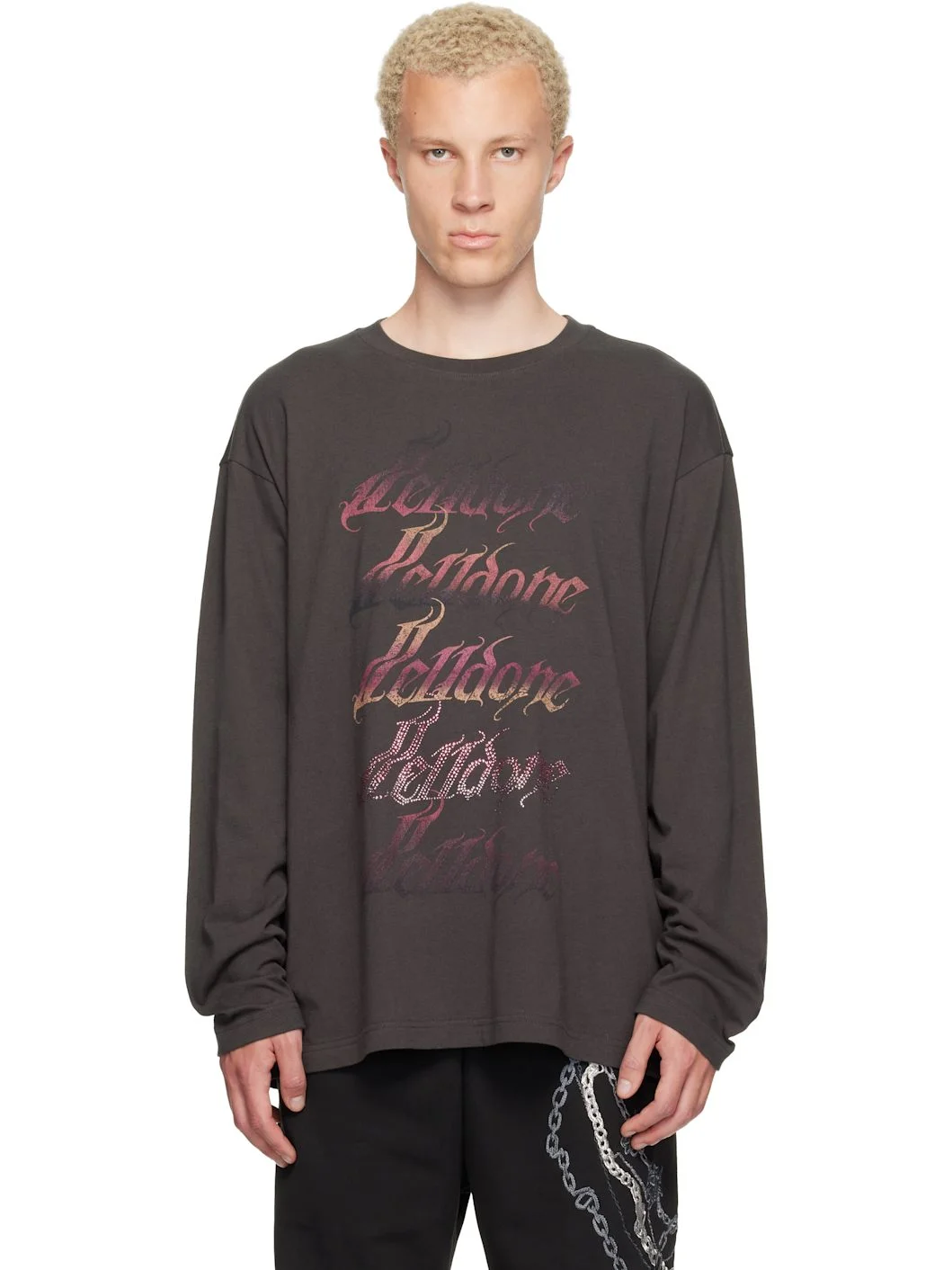 Gray Gradient Logo Long-Sleeved T-shirt - 1