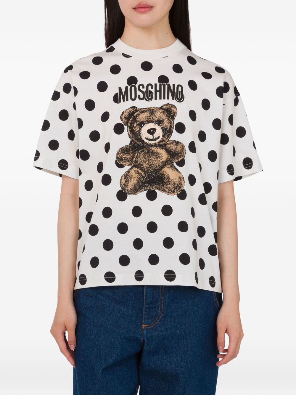 polka-dot teddy-bear print T-shirt - 3