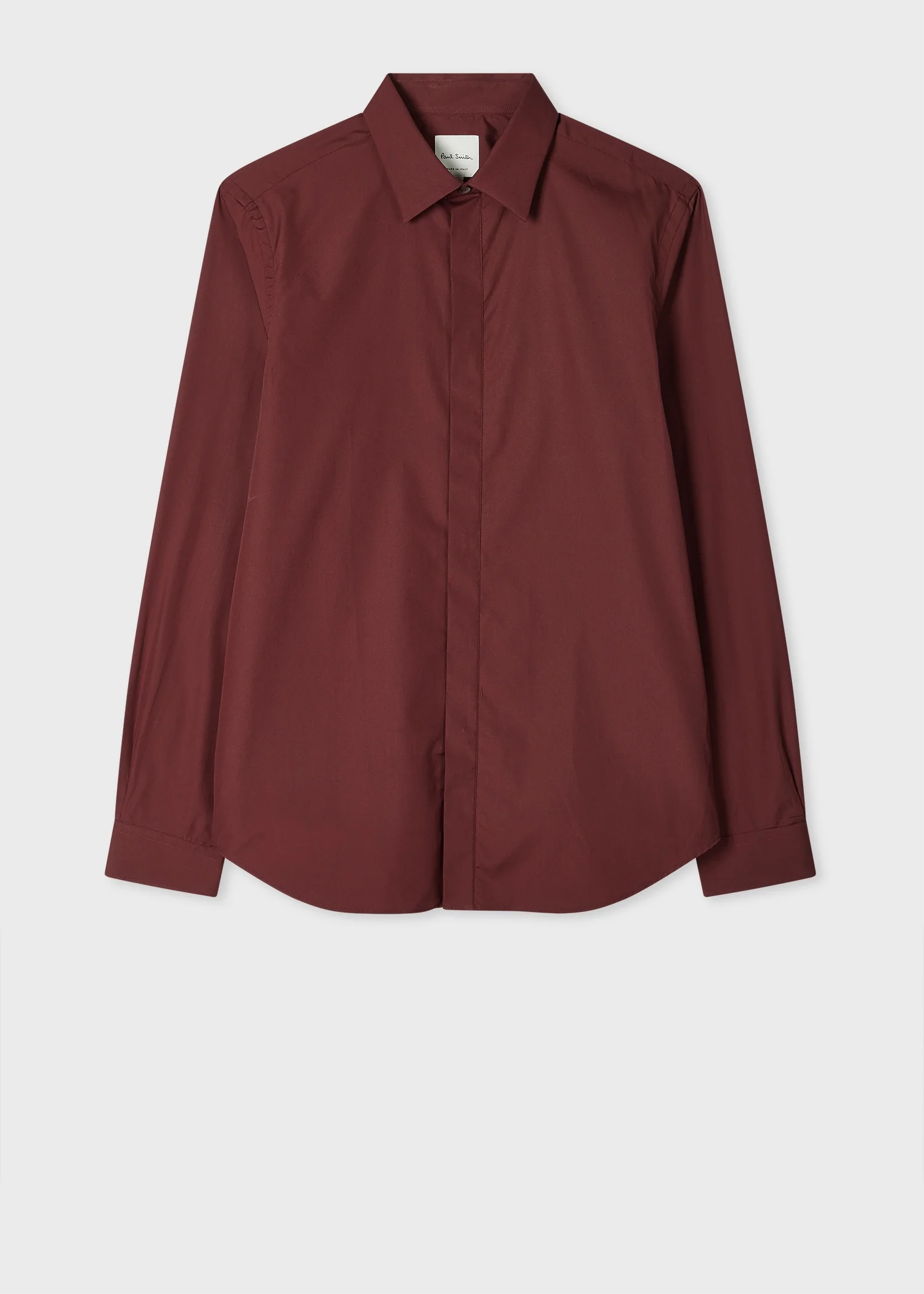 Slim-Fit Burgundy Cotton Shirt - 1