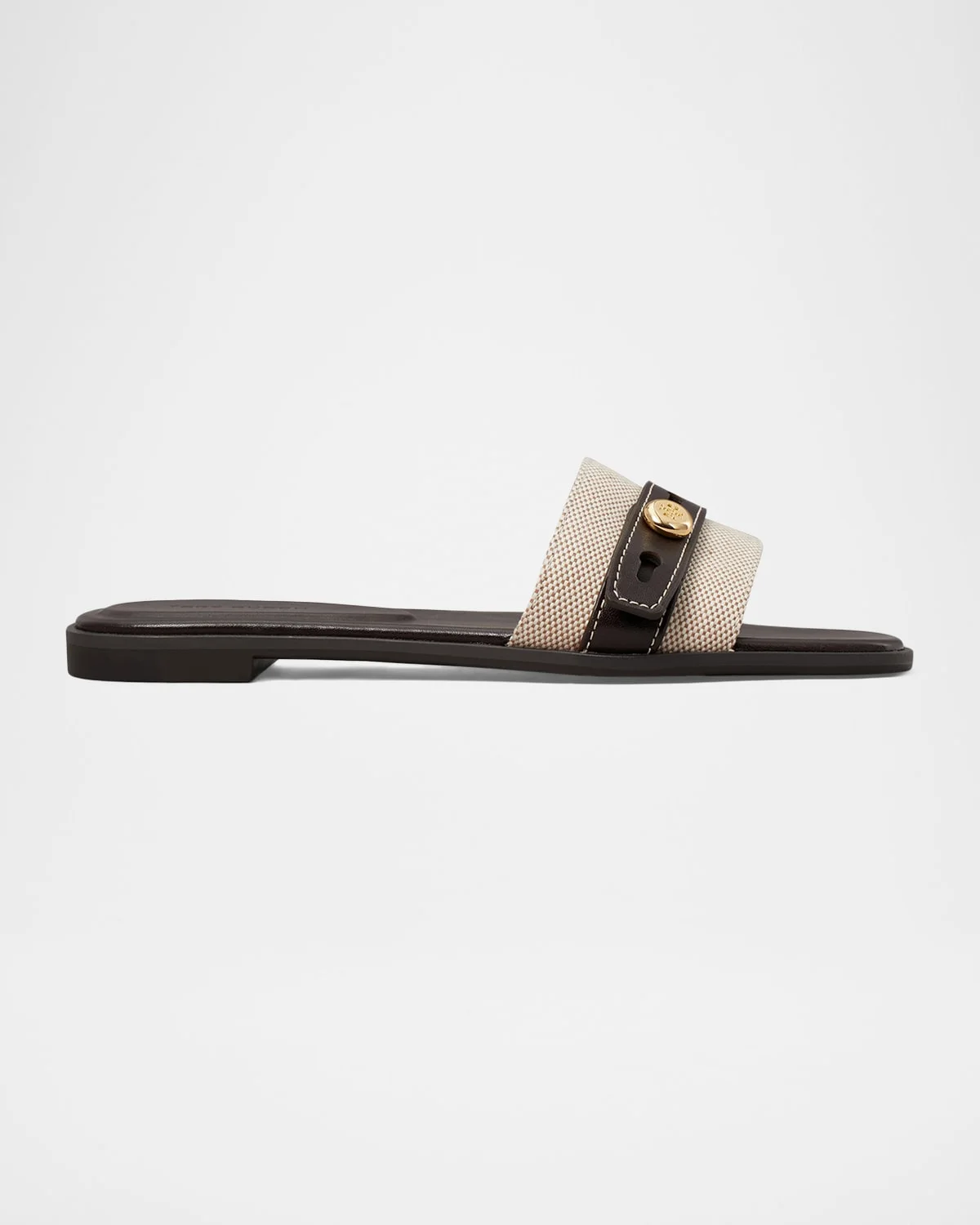 Romy Canvas and Leather Slide Sandals - 1