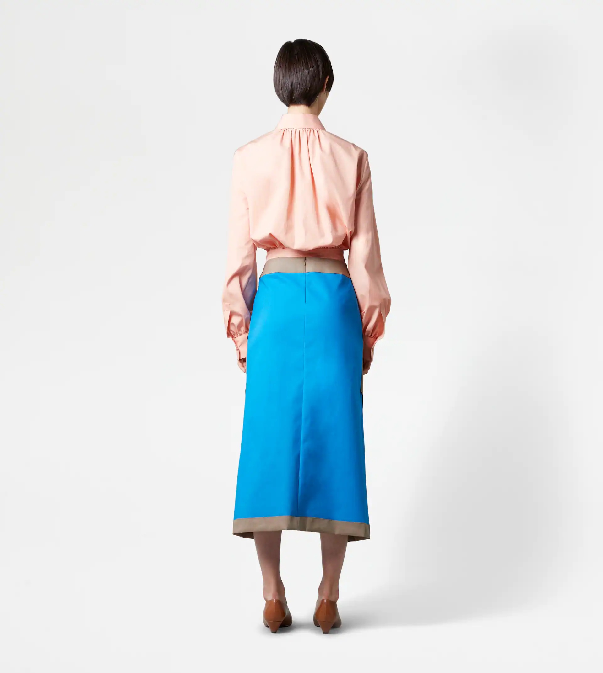 TWO-TONE MIDI-SKIRT - GREY, LIGHT BLUE - 3