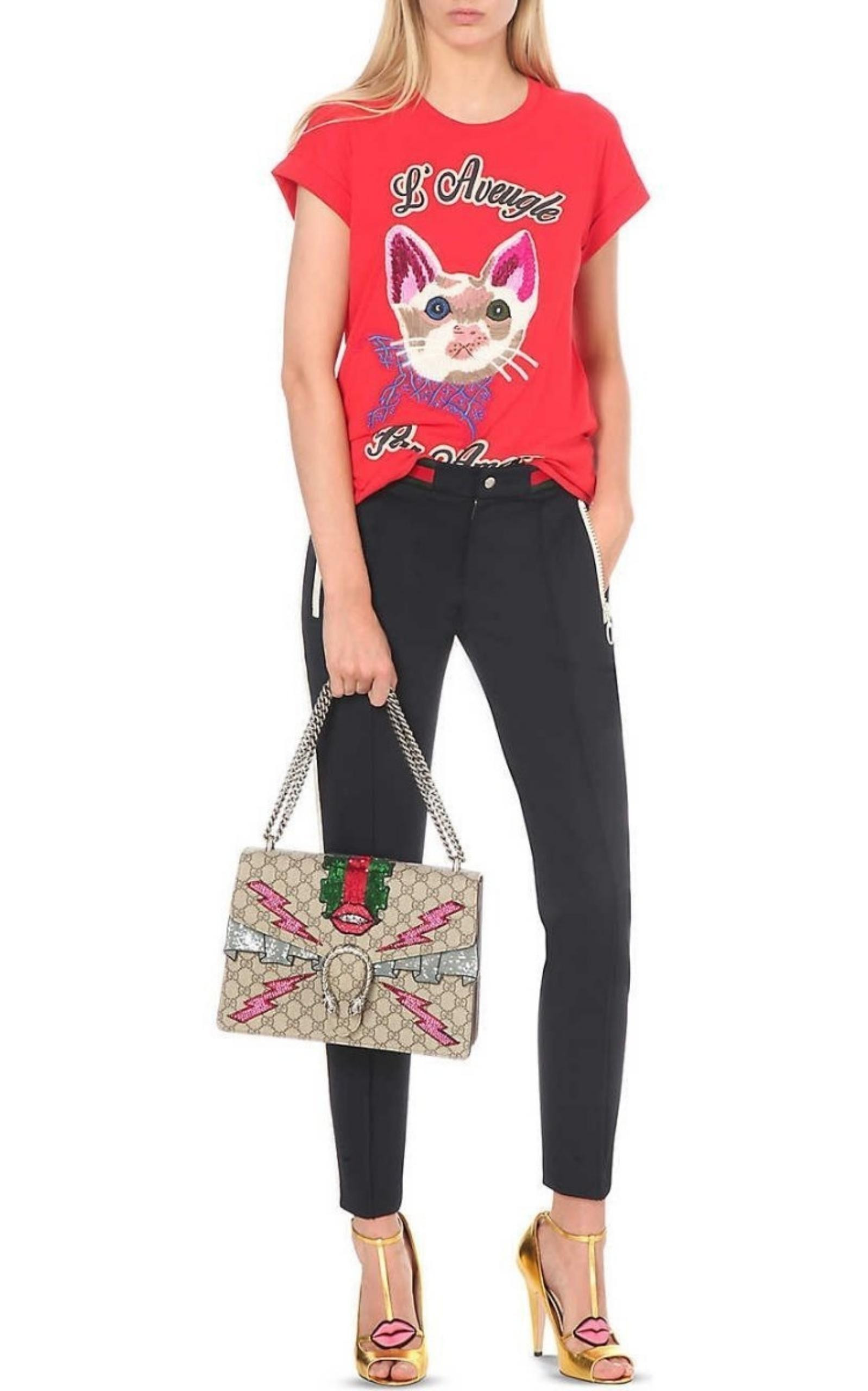 Cat Embroidered Cotton-Jersey T-shirt - 2