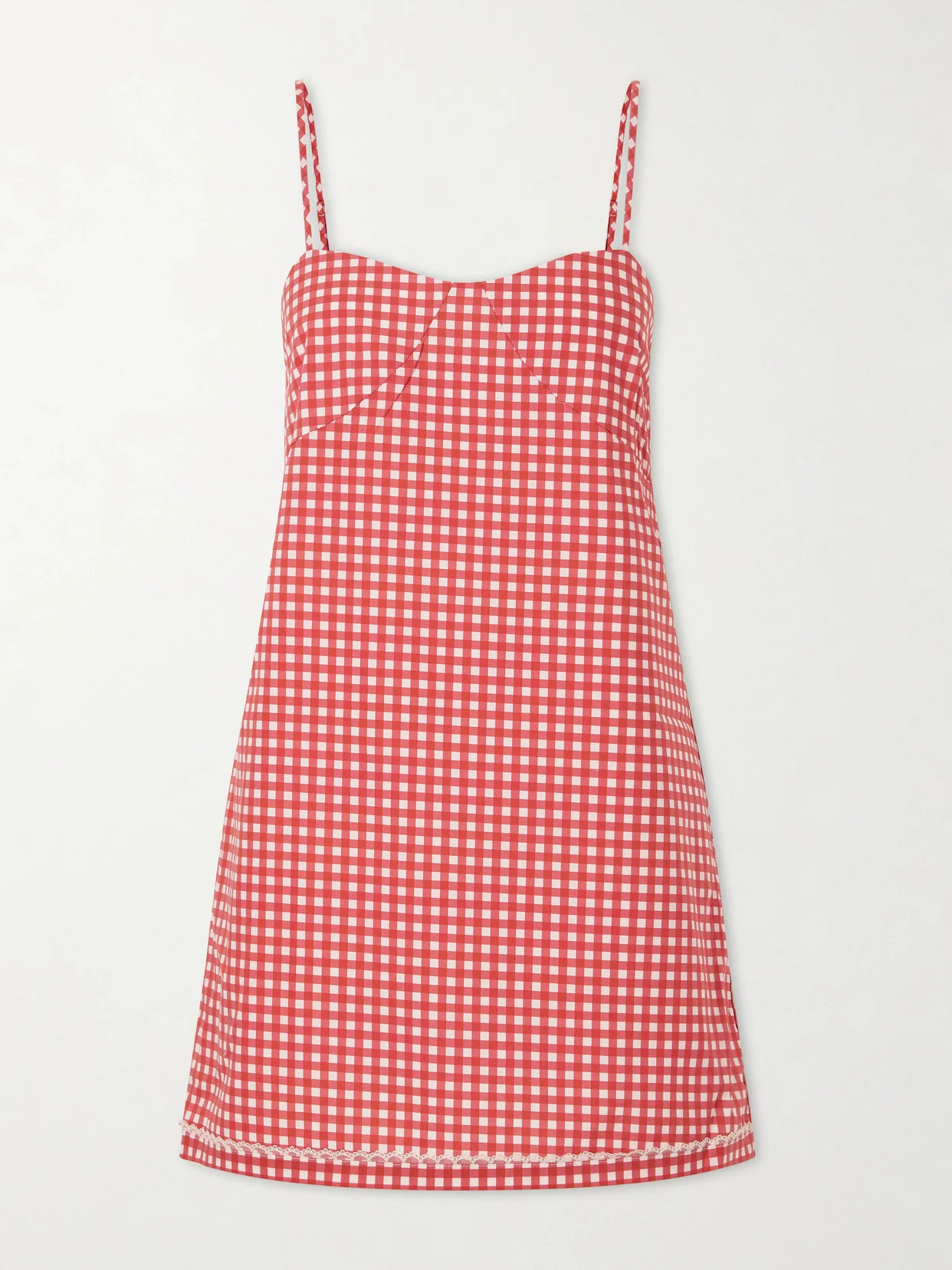 Lindie Gingham Cotton Mini Dress - 1