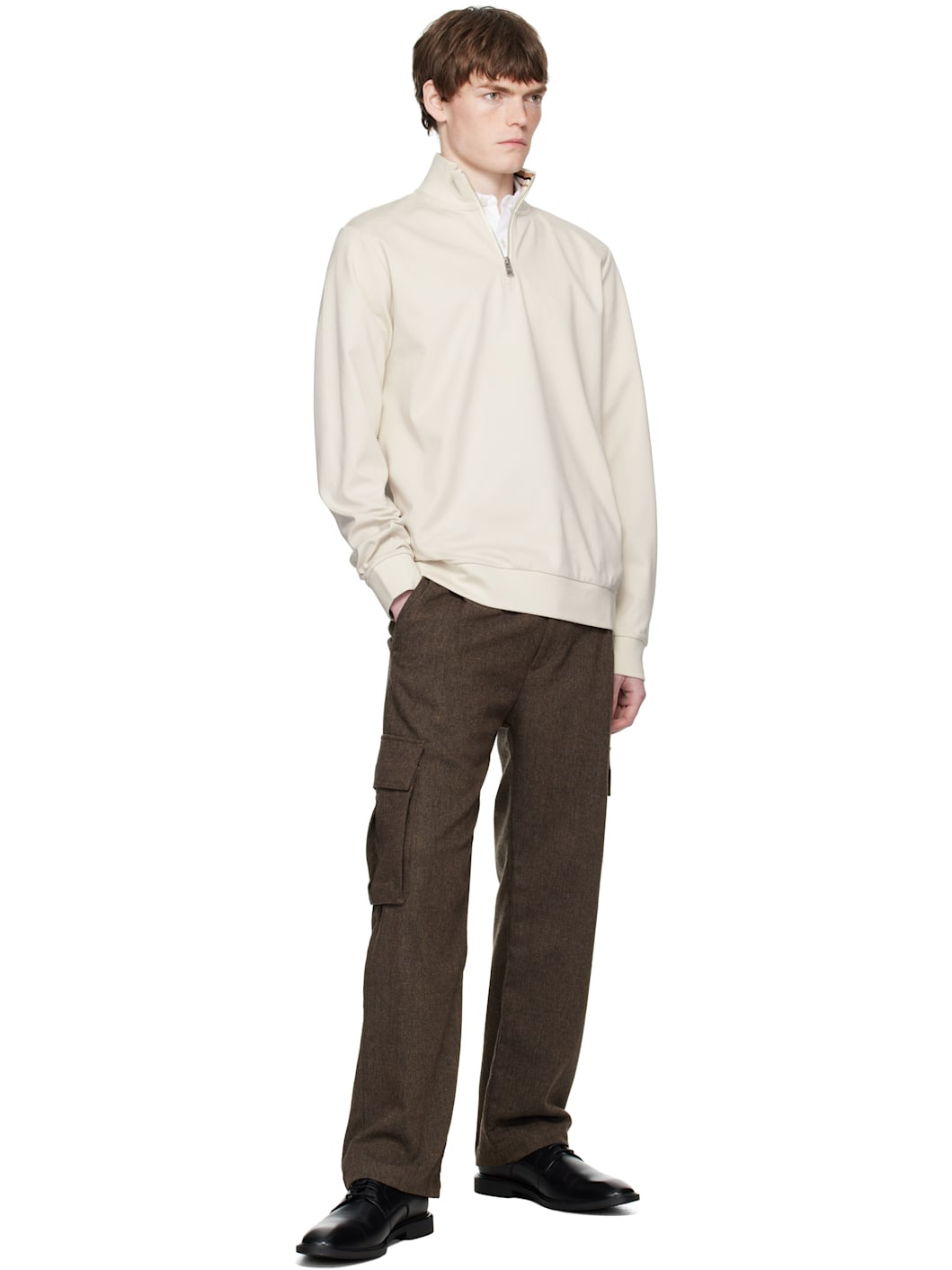 Beige Zip-Through Sweatshirt - 4