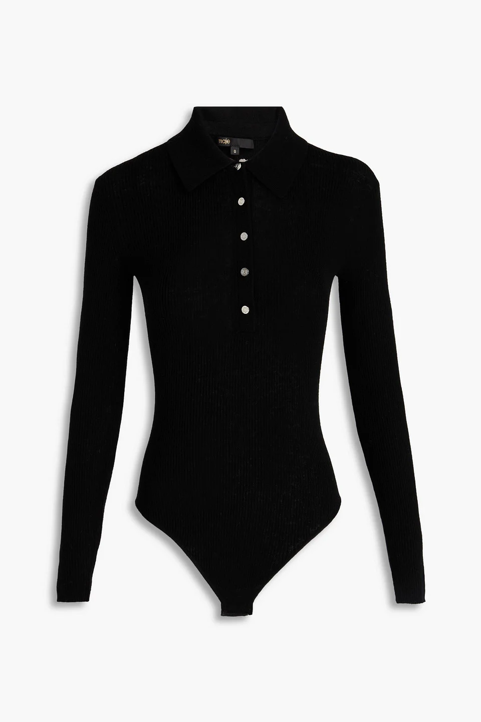 Ribbed wool and silk-blend bodysuit - 1