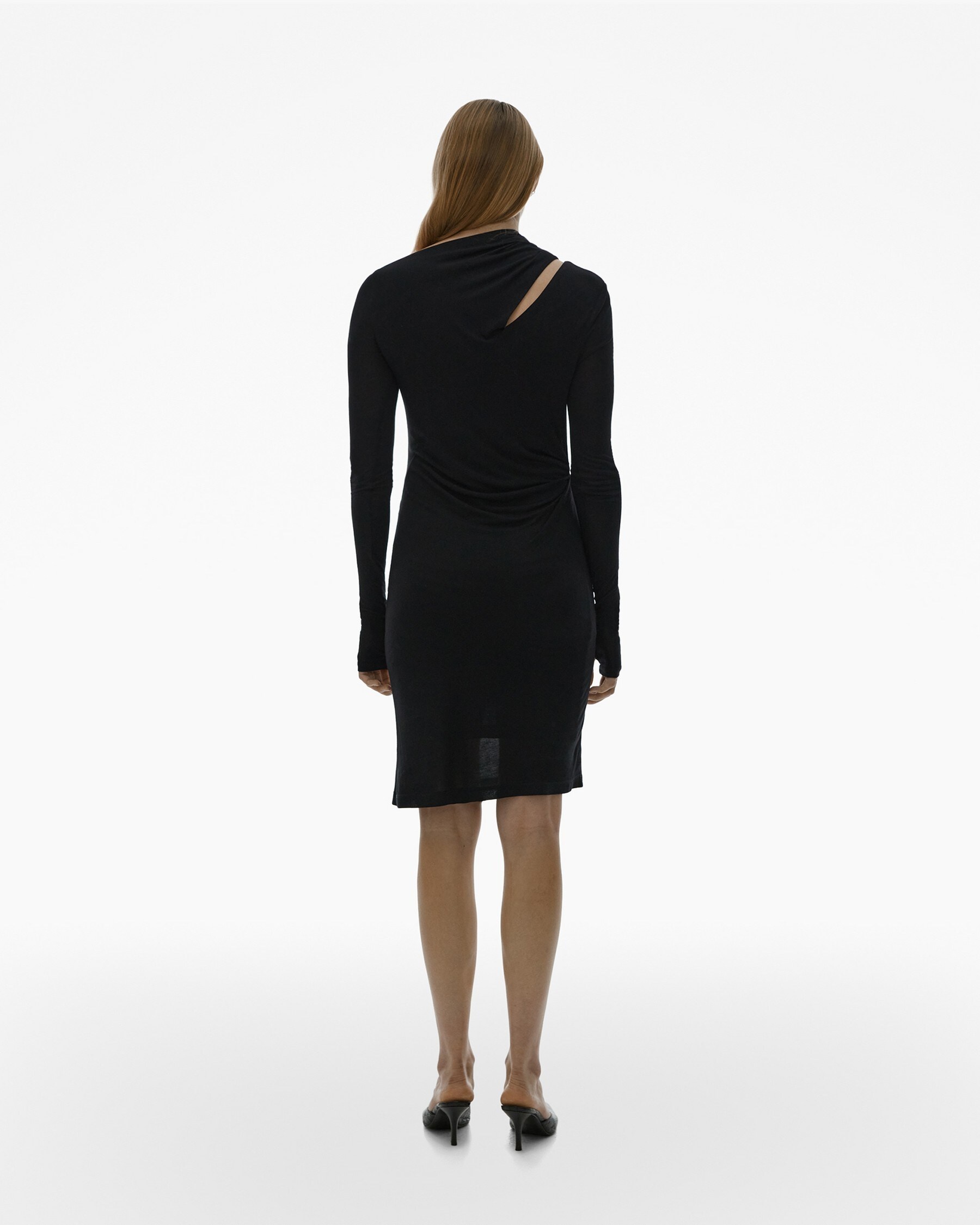 RIBBED ASYMMETRIC MINI DRESS - 4